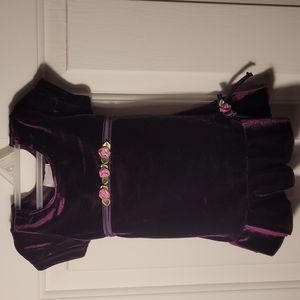 Girls 12 month crushed velvet royal purple short sleeve dress
